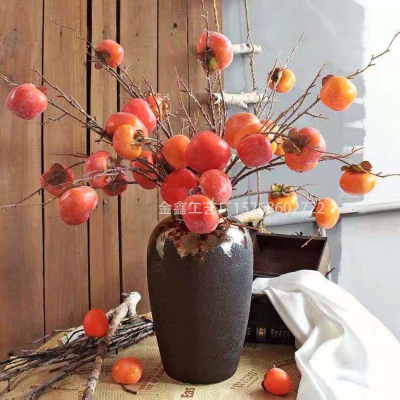 New artificial flower long branch single persimmon pomegranate apple berry fake flower home living room decoration fruit