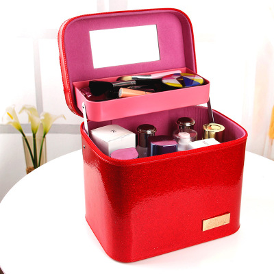 New Korean Style Large Capacity Portable Women's Cosmetic Case Wholesale Exquisite Double Layers Cosmetic Storage Box