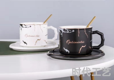 Simple Dali Pattern Coffee Cup Set Home Fashion Ins Style Afternoon Tea Ceramic Cup Cup Saucer with Tray Spoon