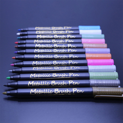 Creative Style Metallic Marker 12 Colors Water-Based Paint Pen Hand-Painted DIY Ceramic Photo Album Graffiti Writing Marking Pen