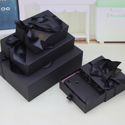 Rectangular Vintage Cowhide Drawer Packaging Gift Box Lipstick Perfume Wallet Gift Box Birthday Gift Box