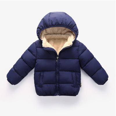 Winter Clothes Children's Velvet Cotton Clothes Keep Baby Warm Children's Cotton-Padded Clothes European and American Boys' Coat Thickened Fashion Cotton-Padded Jacket Children's Clothing