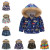 Fall Winter Fashion Children's Cotton Clothes European and American Boys and Girls Printed Hooded with Fur Collar Children's Cotton Coat Thickened