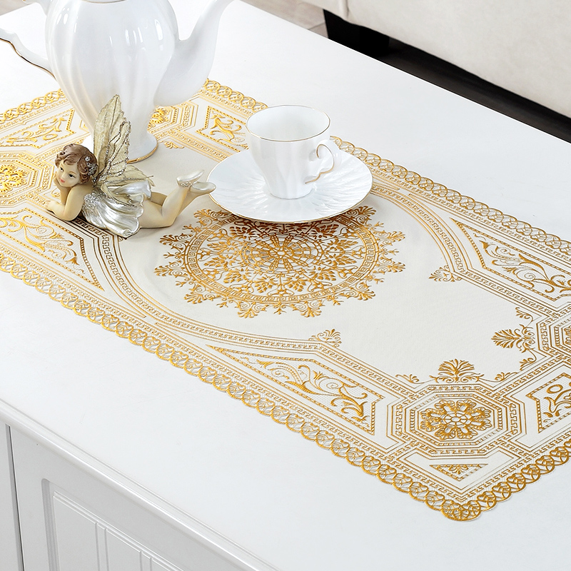 欣伊pvc烫金电视柜垫餐桌布茶几垫免洗镂空烫银隔热耐高温茶具垫
