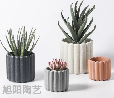 Northern European-Style Cement Flower Pot Matte Fashion Simple Artistic Personality Indoor Green Radish Bonsai Succulent Hole Cute