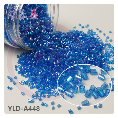 Yaleduo 2mm Long Tube Glass Beads DIY Ornament Needlework Sewing Stage Clothing Amblyopia Training Accessories