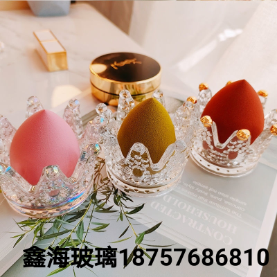 Crown Storage Box Glass Crafts Cosmetic Egg Stand Small Crown Candlestick Glass Cup Internet Hot