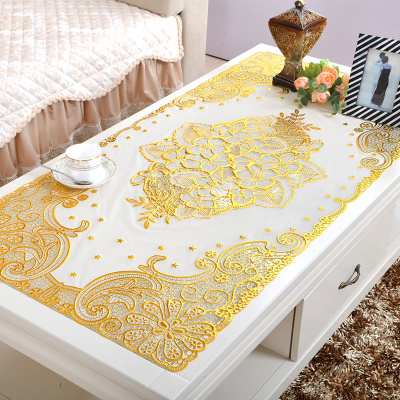 PVC Gilding Tablecloth Oil-Proof Disposable Anti-Scald Tea Table Cloth Dining Table Cushion Tablecloth Rectangular Placemat European Style Free Shipping