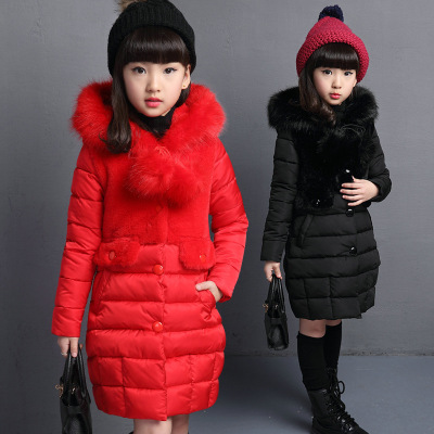 Children's Clothing Girls' 2021 Autumn and Winter New Girls' Thickened Cotton Padded Coat Children's Mid-Length Medium and Large Children's Cotton Coat Coat