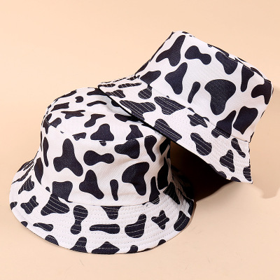 Korean Style New Autumn Trendy Printed Milk Bucket Hat Women's Outdoor Sun-Shade Sun Protection UV Protection Reversible Fisherman Hat