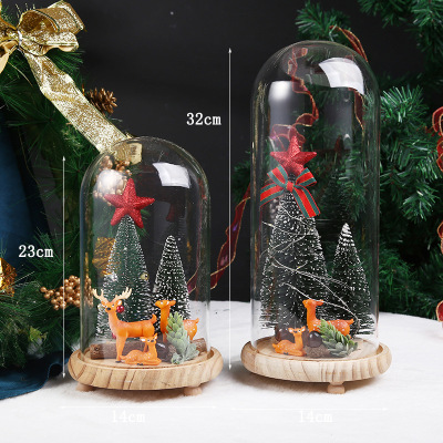 Christmas Tree Elk Glass Cover Luminous Micro Landscape Home Decoration Hot Selling Christmas Gift