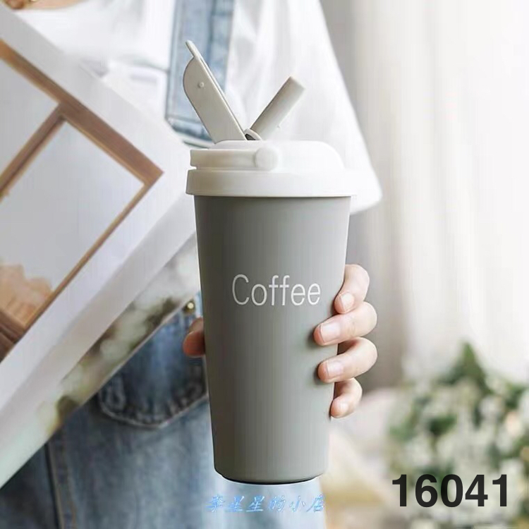家用带粗吸管水杯女保温杯大人ins简约学生杯子便携咖啡杯