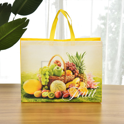 Cross-Border 2021 New Non-Woven Film Portable Shopping Bag Supermarket Fruit Bag Spot Customizable