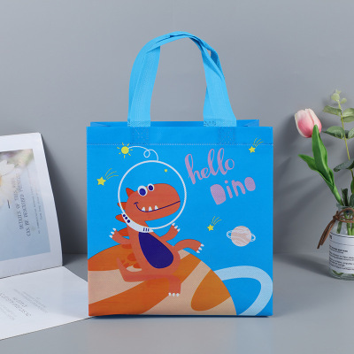 Dexuan Cute Dinosaur Gravure Portable Shopping Bag Cartoon Non-Woven Life Supplies Storage Bag Foreign Trade Wholesale