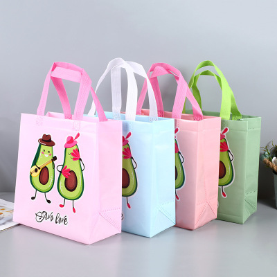 Cartoon Printed Non-Woven Farbic Handbag Daily Travel Home Storage Bag Customizable Three-Dimensional Packaging Bag