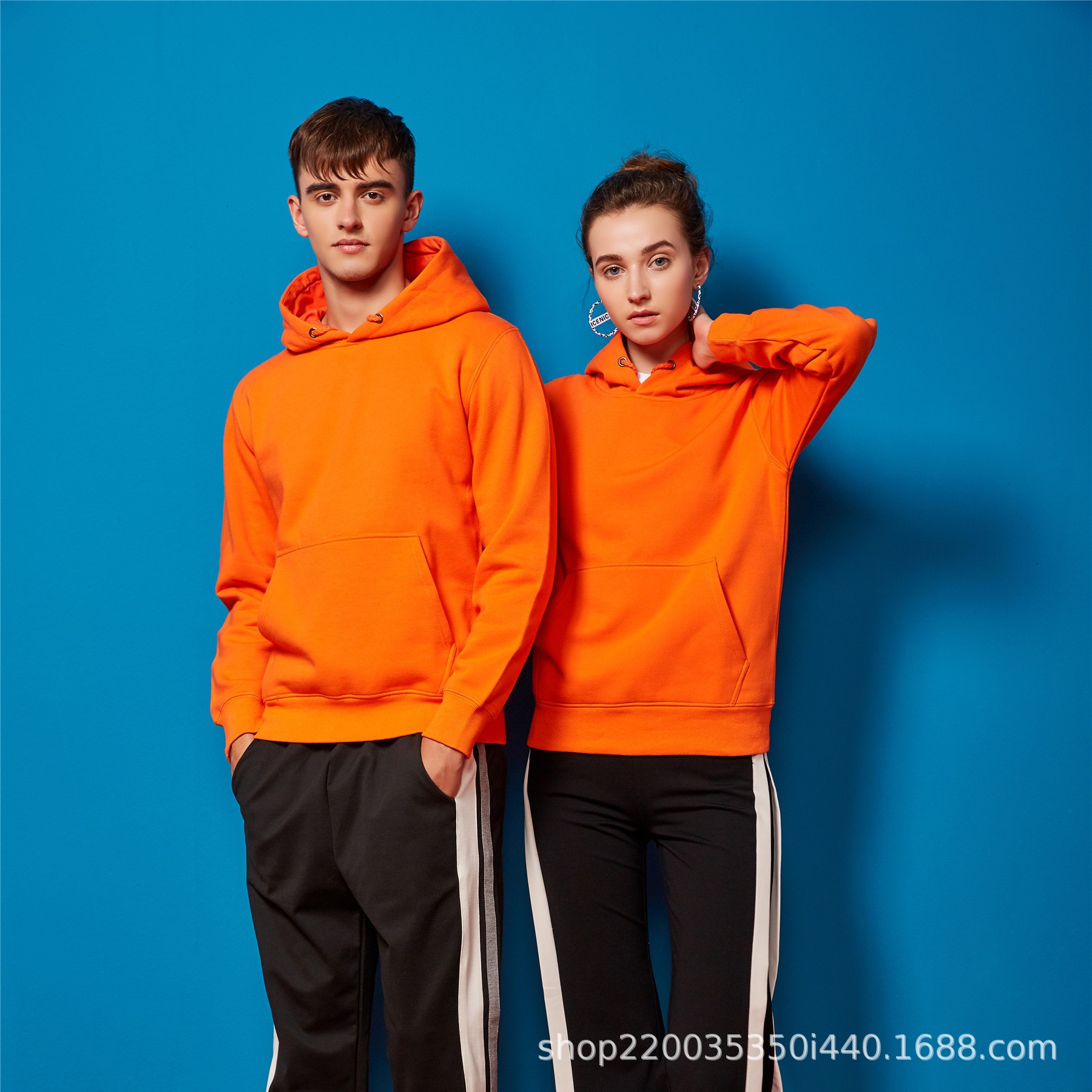 卫衣春秋男士卫衣360克毛圈连帽长袖外套纯色卫衣团体卫衣