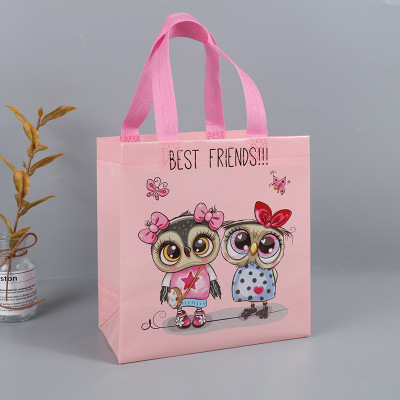 Foldable Portable Travel Non-Woven Handbag Cartoon Owl Creative Gravure Children Gift Storage Bag