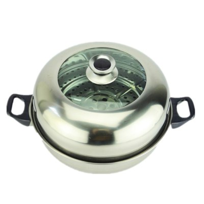 Stainless Steel Steamer Soup Pot Hot Pot Multi-Function Pots Visual Cover Universal Pan