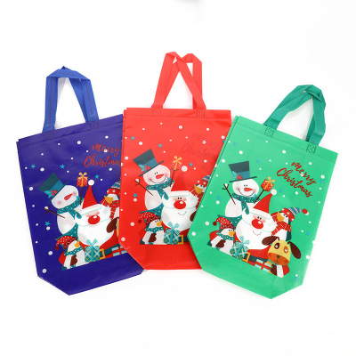 Exclusive for Cross-Border Thickened Christmas Style Non-Woven Bag Color Printing Film One-Time Molding Gift Shopping Bag Manufacturer 2021