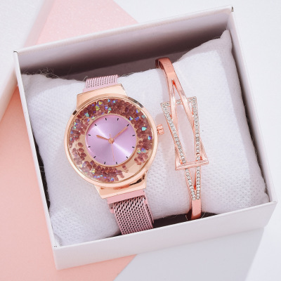 New Women's Quicksand Quartz Women's Watch Korean Fashion Trendy Women's Magnetic Buckle All-Matching Watch Factory Direct Sales