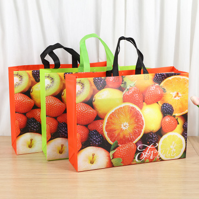 Factory Direct Supply Creative Fruit Gravure Portable Non-Woven Hand Shopping Bag Home Sundries Storage Bag 2021