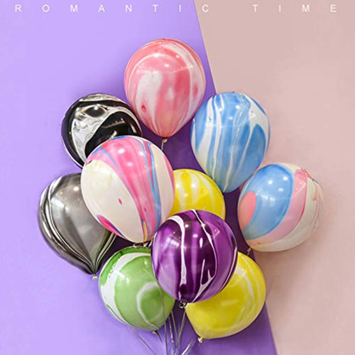 12 inch rainbow marble tie-dyed latex agate balloon suitable for birthday party decoration agate balloon