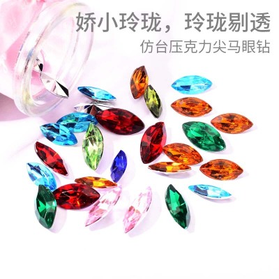 Imitation Taiwan Pointed Bottom Two Pointed Horse Eye Diamond Angular Double Pointed Acrylic Diamond Environmental Protection Imitation Taiwan Diamond