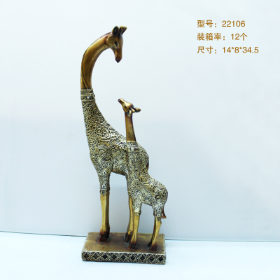 Resin Crafts Giraffe Mother and Child Connecting Heart Home Ornament Crafts Wholesale Mixed Batch