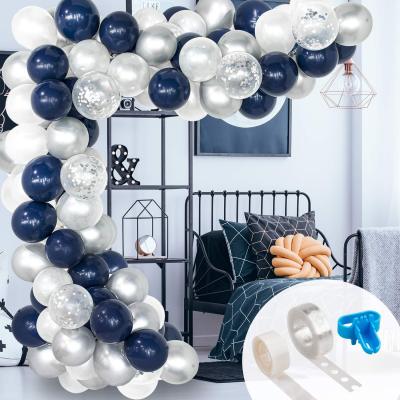 Amazon 120pc Balloon Arch Navy Blue White Latex Paper Scrap Balloon Set Glue Point Glue Chain Decoration