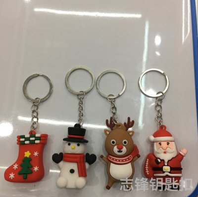 Santa Claus Keychain Christmas Hanging Decoration PVC Christmas Elk Christmas Tree Christmas Gift Socks Small Gift