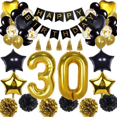 Amazon 30 40 50 Th Birthday Party Decoration Design Happy Birthday Balloon Black Gold Party Suit