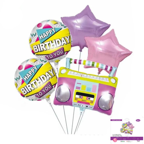 Wholesale New Radio Modeling Aluminum Coating Ball 5-Piece Balloon Children‘s Birthday Party Background Decoration Balloon