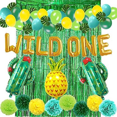 Amazon Wild One Balloon Birthday Set Paper Flow Lantern Floral Ball Artificial Monstera Leaf Children's Party