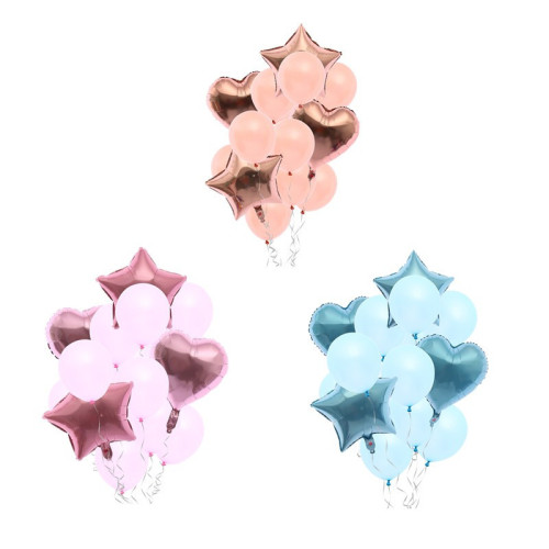 Rose Gold Balloon Combo Set Wedding Birthday Party Decoration Five-Pointed Star Love Heart Aluminum Coating Ball Christmas