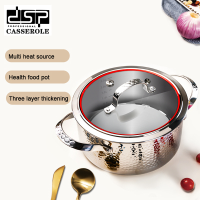 DSP Dansong double ear stainless steel soup pot thickened household milk pot porridge pot pot