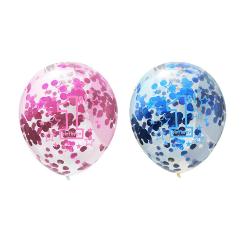 factory direct 12-inch 1-year-old balloon confetti set combination baby baby shower birthday party decoration