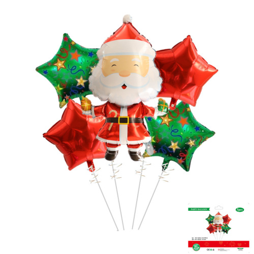 Spot New Cartoon Shape Santa Christmas Tree Aluminum Film Balloon Christmas Party Decoration Balloon