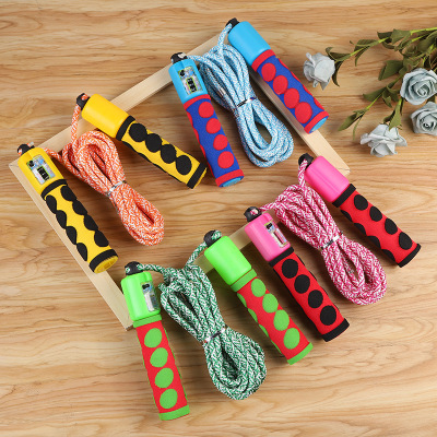 Factory Direct Sales Non-Slip Wear Belt Foam Cover Count Flower Cotton String Fitness Weight Loss Adjustable Skipping Rope Wholesale