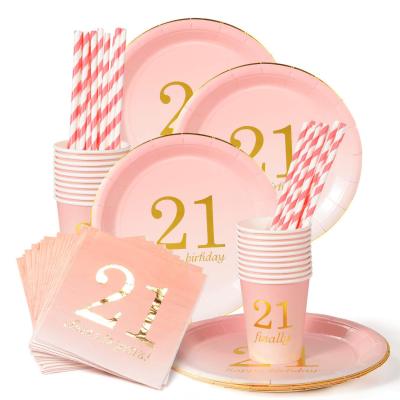 21 30 Th Birthday Party Napkins, Cups, Plates, Straws Tableware Cake Dishes