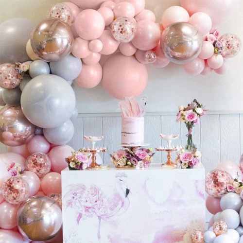 cross-border new macaron pink gray balloon set birthday party decoration 4d irregular balloon chain combination