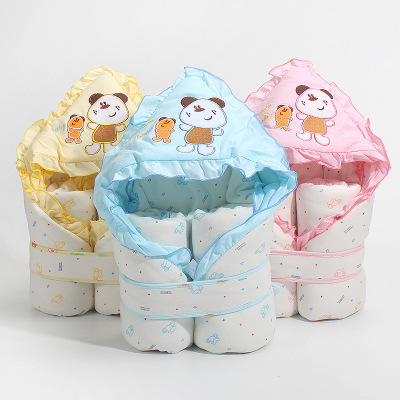 Baby Wrapping Blanket Newborn Swaddling Quilt Cotton Gro-Bag Baby Thick Hug Blanket Sleeping Bag Newborn Baby Winter Supplies