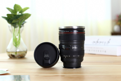 Camera Non-Pouring Cup with Lid Stainless Steel Liner Coffee Cup Lens Anti-Collision Personalized Cup