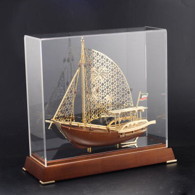 Foreign Trade Export Saudi Alara Business Ship Metal Alloy Sailboat Model Decoration Customized Content Packaging