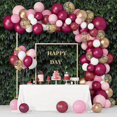 Red Wedding Birthday Balloon Golden Sequins Set Party Decoration Supplies Metal Balloon Balloon Chain Combination
