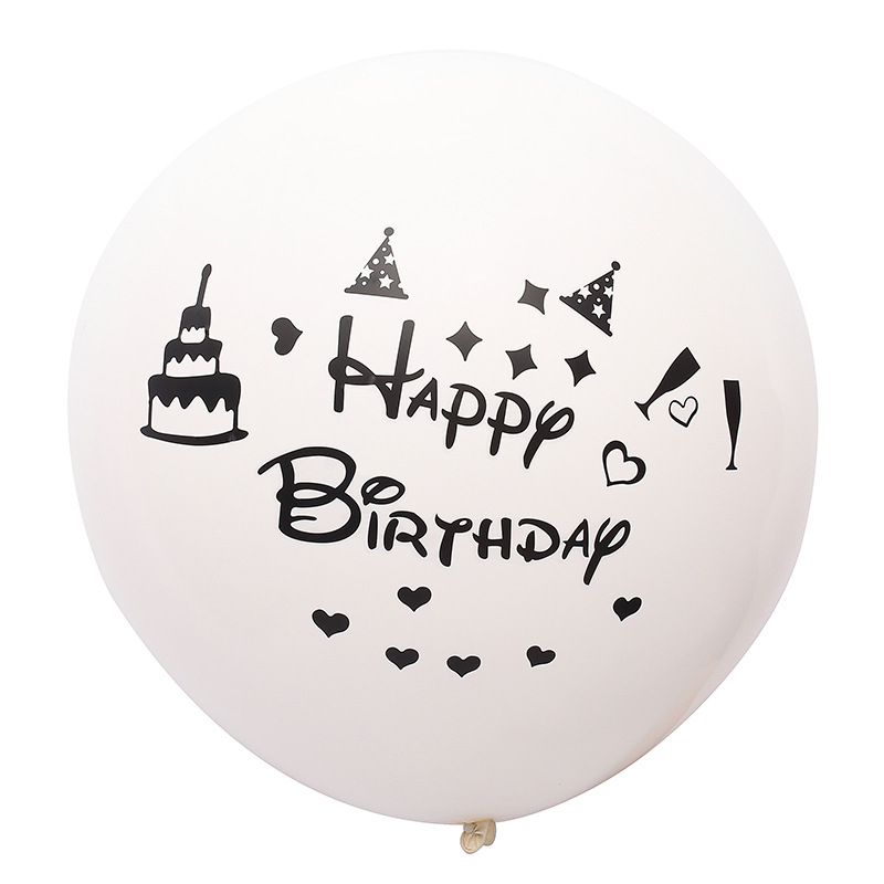 36寸正圆乳胶气球happy birthday气球贴纸 生日派对儿童玩具气球
