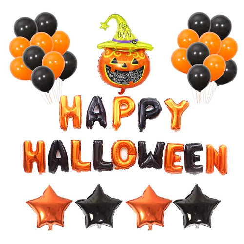 Amazon Halloween Balloon Package Pumpkin Bat Letter Hanging Flag Halloween Party Supplies Decoration