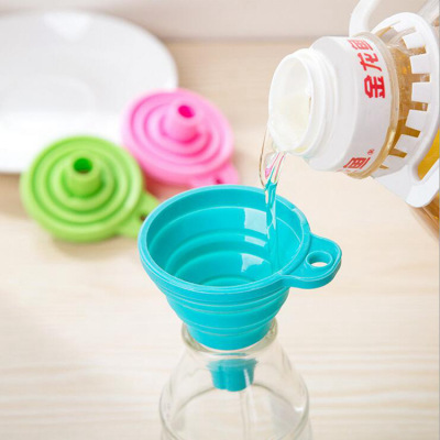 Household Oil Funnel Large Diameter Silicone Refueling Inverted Oil Funnel Retractable Folding Mini Funnel Small Size Wine Funnel