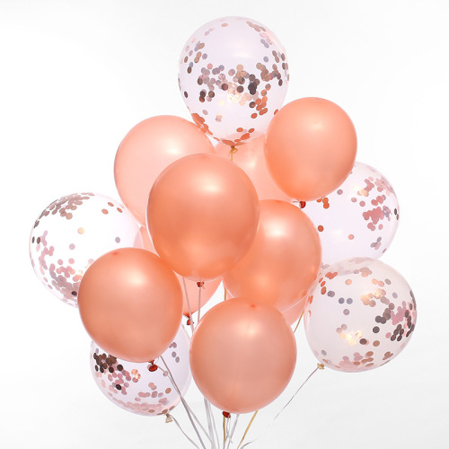 Exclusive for Cross-Border Rose Gold Rubber Balloons Sequined Balloon Birthday Wedding Arrangement Set Balloon Customization