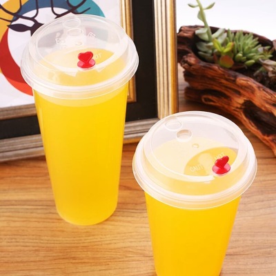 90 Caliber Thickened Transparent Disposable Plastic Milk Tea Drink Juice Tribute Tea Packaging Cup Take Out Take Away