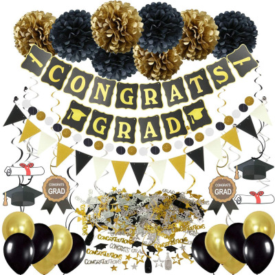 2021 Graduation Season Spiral Banner Balloon Set Graduation Paper Scrap Banner Party Balloon Decoration Supplies